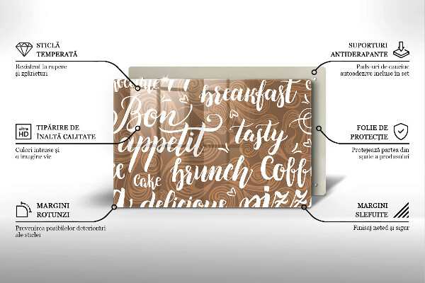 Krájecí prkénko skleněné Bon appetit nápis