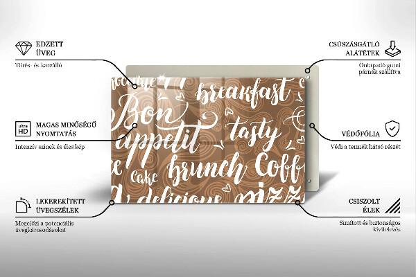 Krájecí prkénko skleněné Bon appetit nápis