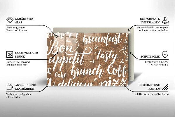 Krájecí prkénko skleněné Bon appetit nápis