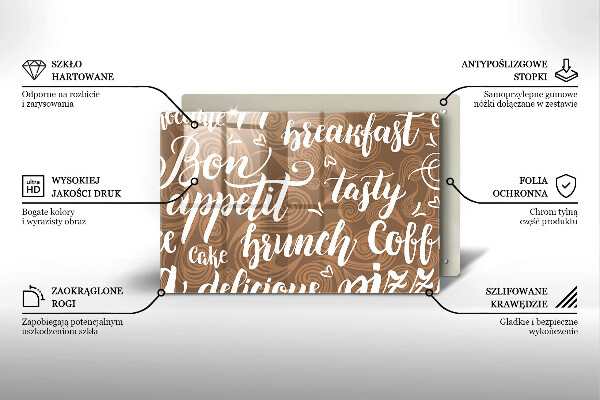 Krájecí prkénko skleněné Bon appetit nápis