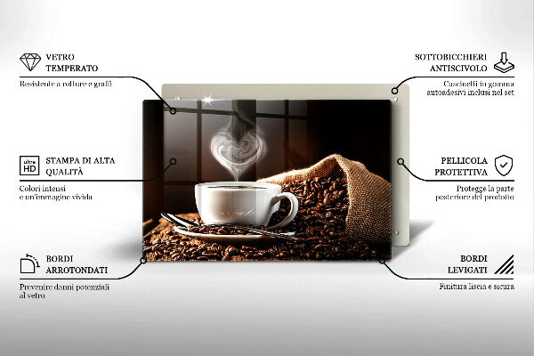 Krájecí prkénko skleněné Káva a šálek