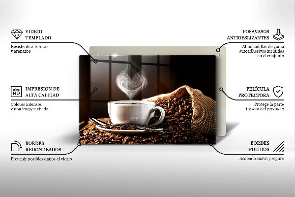 Krájecí prkénko skleněné Káva a šálek