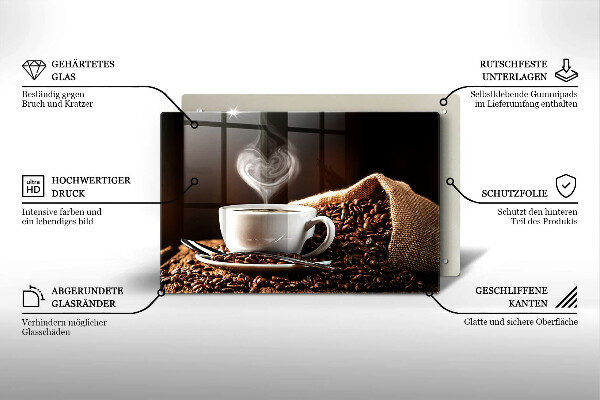 Krájecí prkénko skleněné Káva a šálek