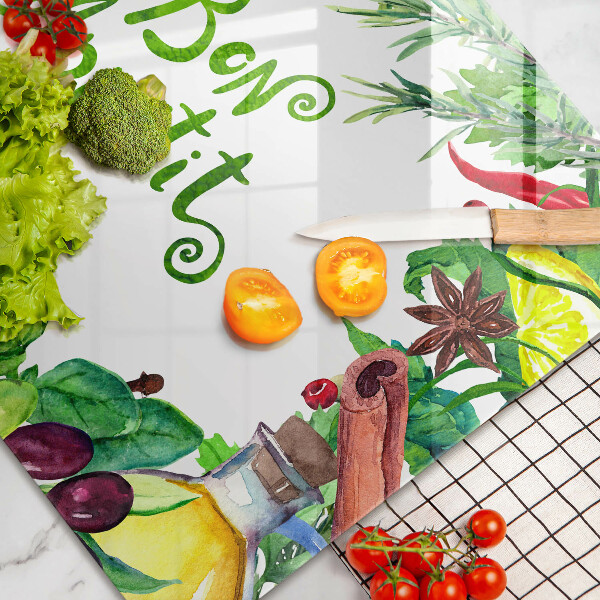 Krájecí prkénko skleněné Bon appetit nápis