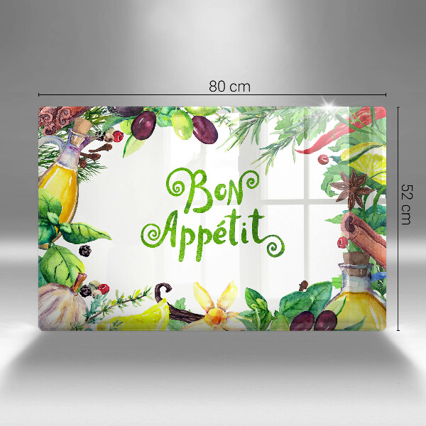Krájecí prkénko skleněné Bon appetit nápis