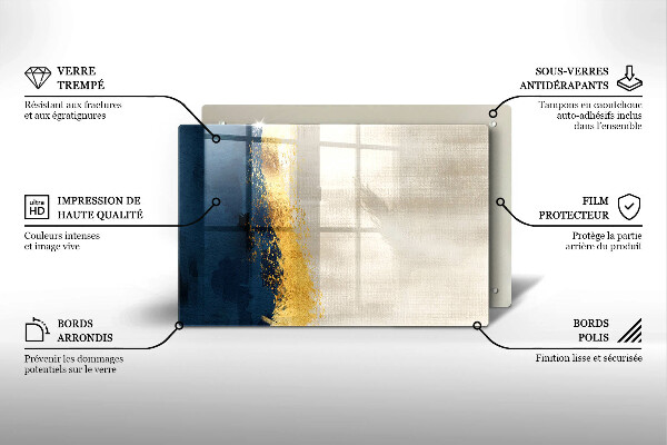 Skleněná deska do kuchyně Zlatá abstrakce