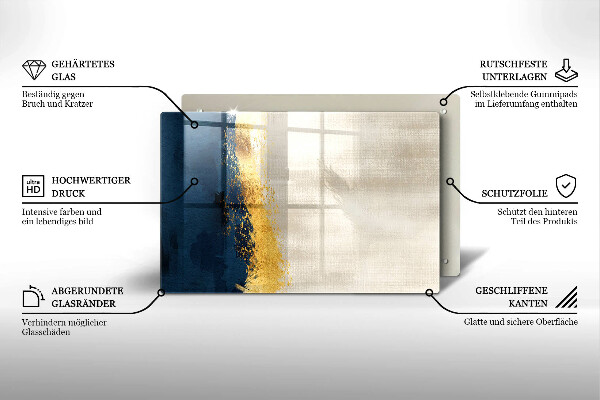 Skleněná deska do kuchyně Zlatá abstrakce