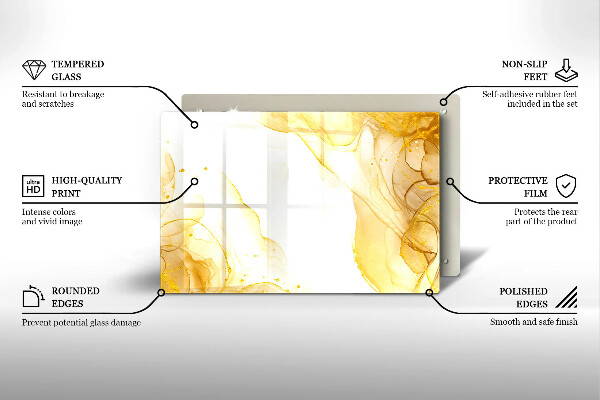 Skleněná deska do kuchyně Zlatá abstrakce
