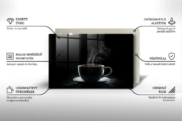 Skleněná deska do kuchyně Horký šálek kávy