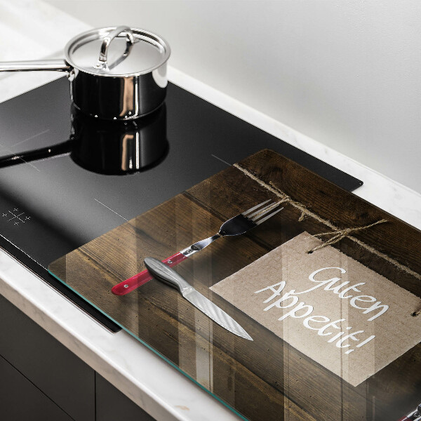 Skleněná deska do kuchyně Guten appetit nápis na deskách
