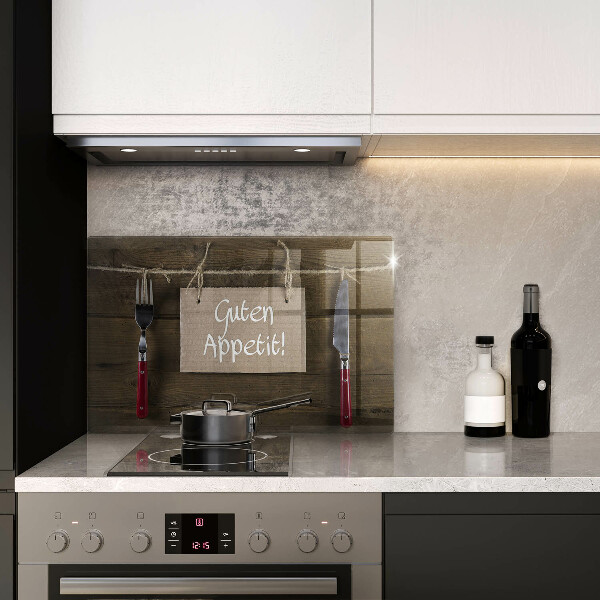 Skleněná deska do kuchyně Guten appetit nápis na deskách