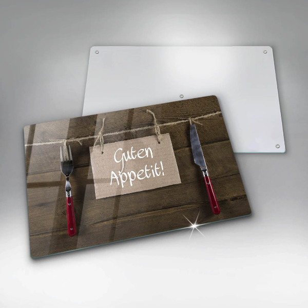 Skleněná deska do kuchyně Guten appetit nápis na deskách