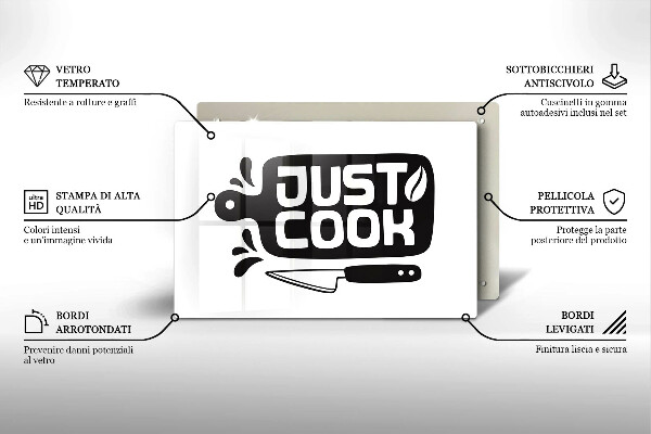 Skleněná deska do kuchyně Just cook