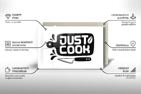 Skleněná deska do kuchyně Just cook