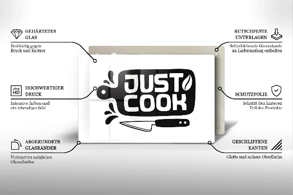 Skleněná deska do kuchyně Just cook