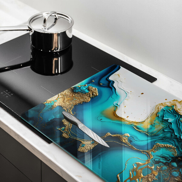 Skleněná deska do kuchyně Tyrkysová abstrakce