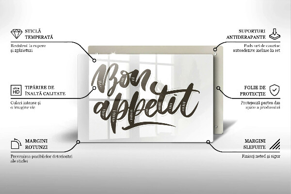 Skleněná deska do kuchyně Bon appetit nápis