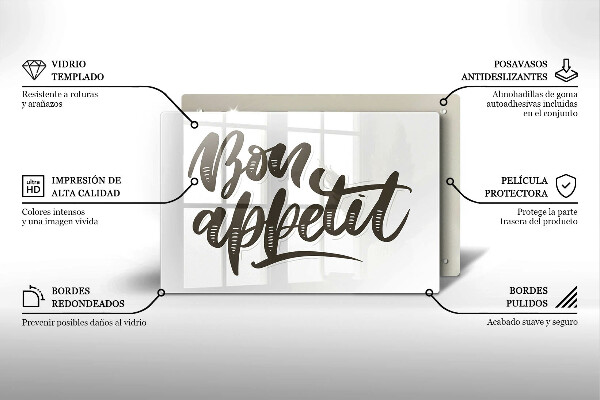 Skleněná deska do kuchyně Bon appetit nápis
