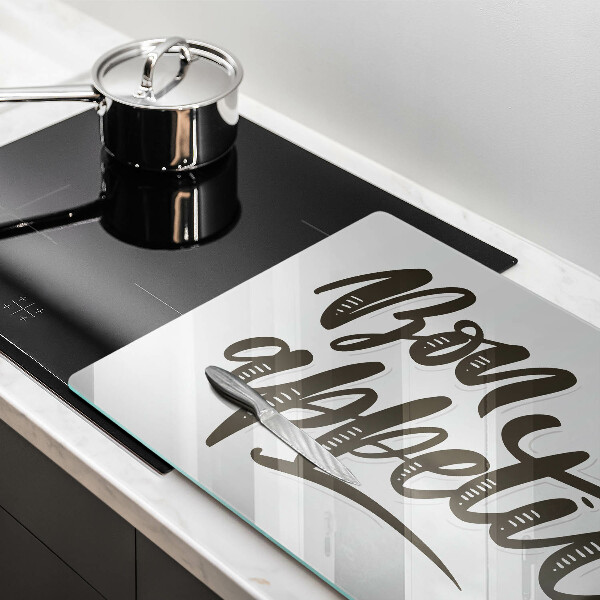 Skleněná deska do kuchyně Bon appetit nápis