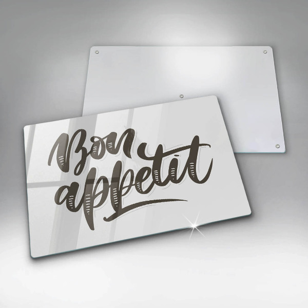 Skleněná deska do kuchyně Bon appetit nápis