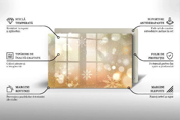 Skleněná deska do kuchyně Sněhové vločky