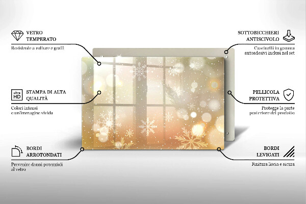 Skleněná deska do kuchyně Sněhové vločky