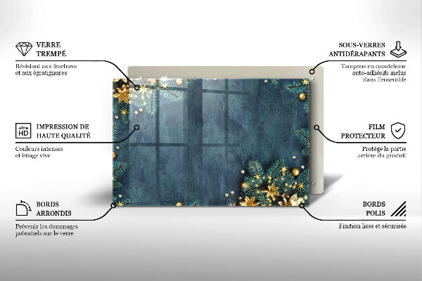 Skleněná deska do kuchyně Vánoční dekorace