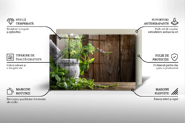 Skleněná deska do kuchyně Zelené bylinky