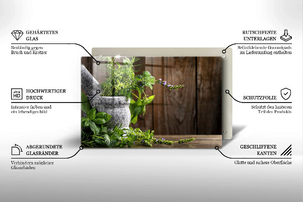 Skleněná deska do kuchyně Zelené bylinky