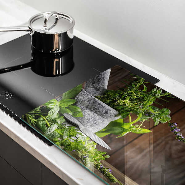 Skleněná deska do kuchyně Zelené bylinky