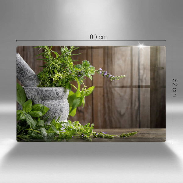 Skleněná deska do kuchyně Zelené bylinky