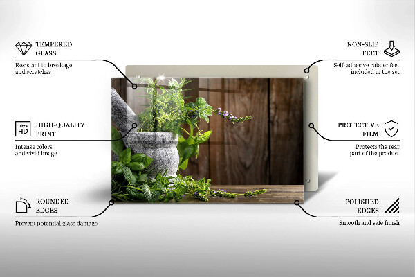 Skleněná deska do kuchyně Zelené bylinky