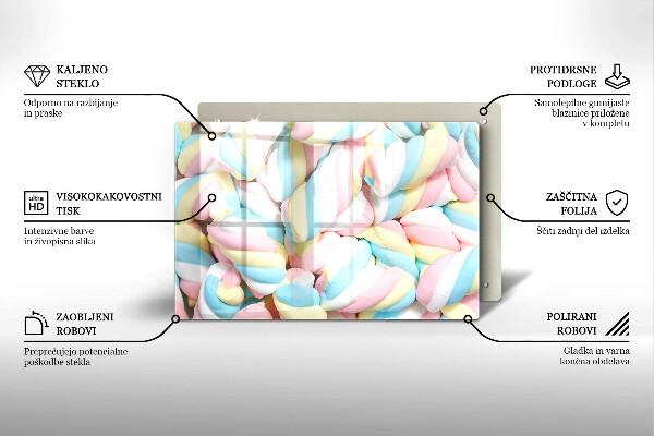 Skleněná deska do kuchyně Barevné marshmallows