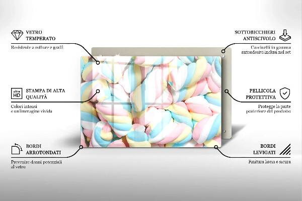 Skleněná deska do kuchyně Barevné marshmallows
