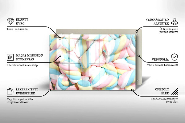 Skleněná deska do kuchyně Barevné marshmallows