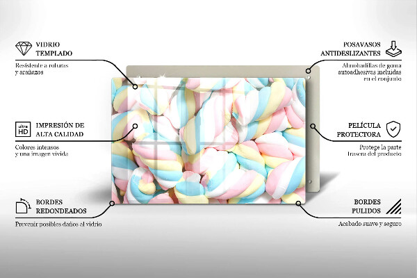 Skleněná deska do kuchyně Barevné marshmallows