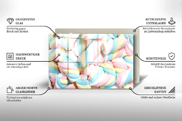 Skleněná deska do kuchyně Barevné marshmallows