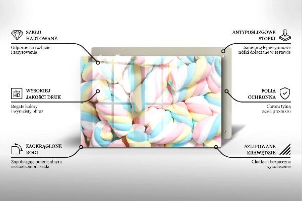 Skleněná deska do kuchyně Barevné marshmallows