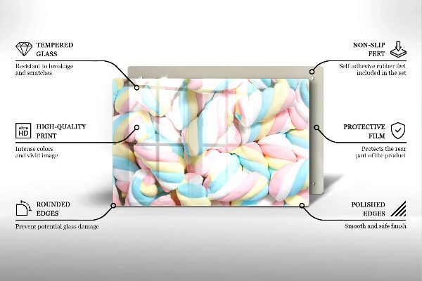 Skleněná deska do kuchyně Barevné marshmallows