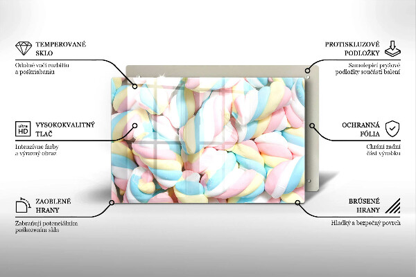 Skleněná deska do kuchyně Barevné marshmallows