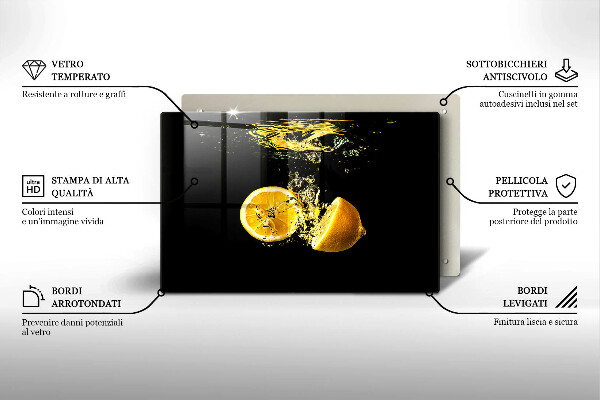 Krájecí prkénko skleněné Šťavnaté citronové ovoce