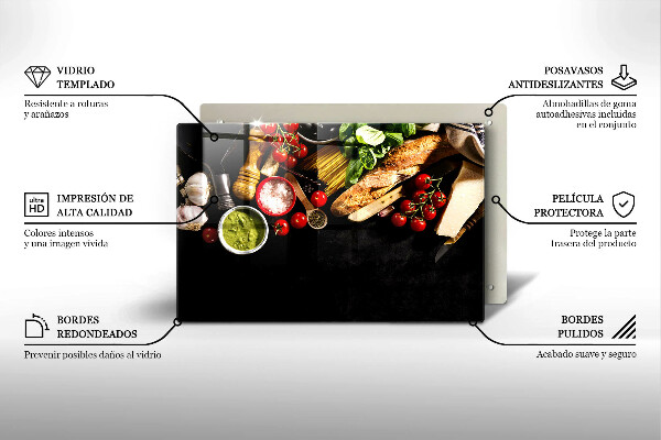 Skleněná deska do kuchyně Italské přísady a koření