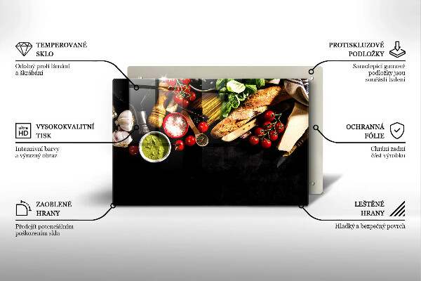 Skleněná deska do kuchyně Italské přísady a koření