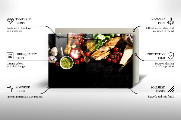 Skleněná deska do kuchyně Italské přísady a koření