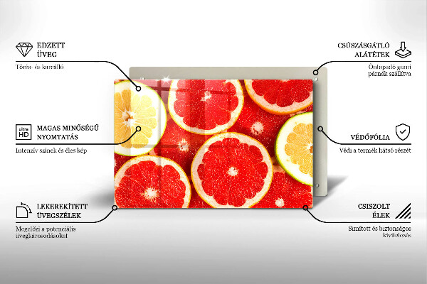 Skleněná deska do kuchyně Plátky grapefruitu