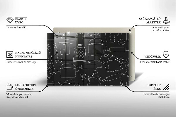 Skleněná deska do kuchyně Kreslené kuchyňské doplňky