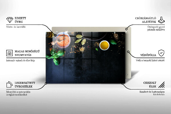 Skleněná deska do kuchyně Misky koření