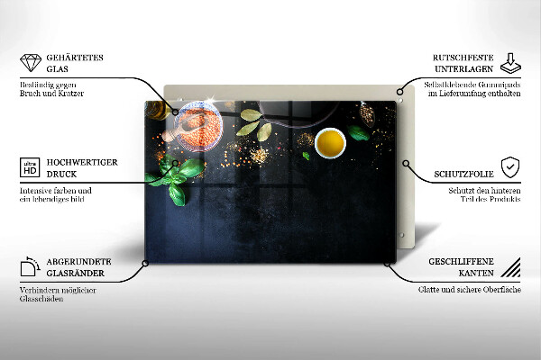Skleněná deska do kuchyně Misky koření