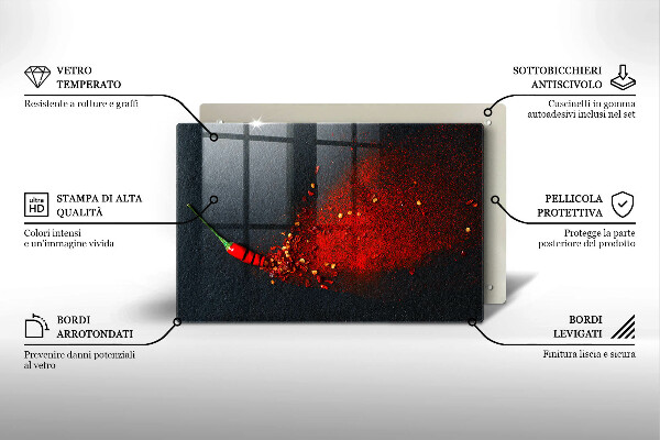 Krájecí prkénko skleněné Čili paprička
