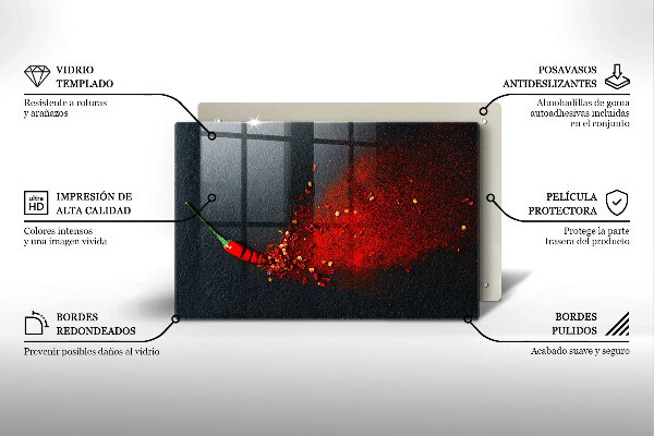 Krájecí prkénko skleněné Čili paprička